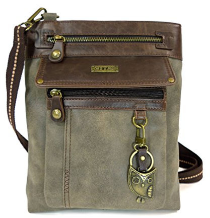 Chala Gemini Umhängetasche aus Segeltuch in Steingrau, eule,