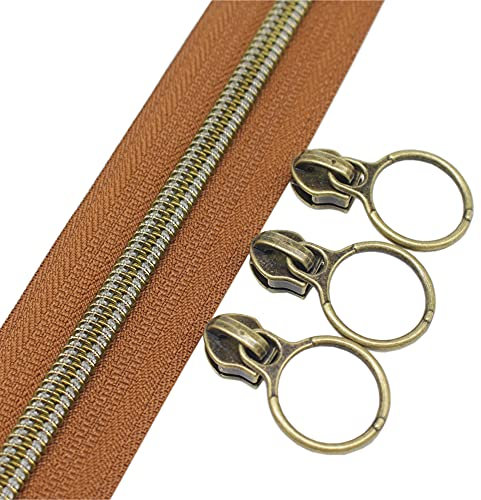 YaHoGa 9 m bronzefarbene endlos Reißverschluss Meterware Braune Reissverschluss 6mm-Spirale + 20 Nonlock-Zipper (bronzefarbene Braune)