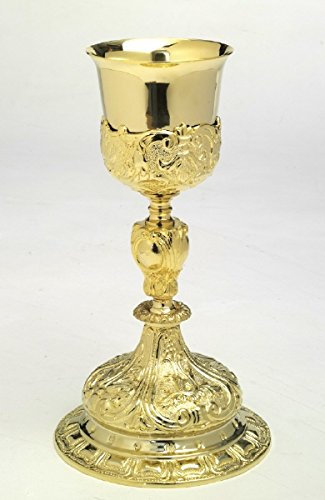 Altarkelche Kelch mit Patene Barock vergoldet (Höhe 25 cm)