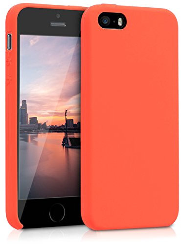 kwmobile Case Compatible with Apple iPhone SE (1.Gen 2016) / iPhone 5 / iPhone 5S Case - TPU Silicone Phone Cover with Soft Finish - Neon Orange