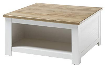 Couchtisch Côte d’Azur, Pinie weiß/Wotan Eiche NB, 95 x 50 x 95 cm, Sofatisch, Wohnzimmer, Tisch, Beistelltisch, Wohnzimmertisch