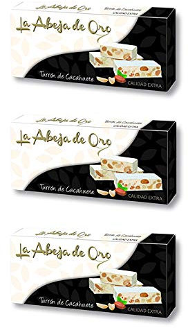 Turrón Duro de Cacahuete - La Abeja de Oro Pack incluye 3 barras de 200gr