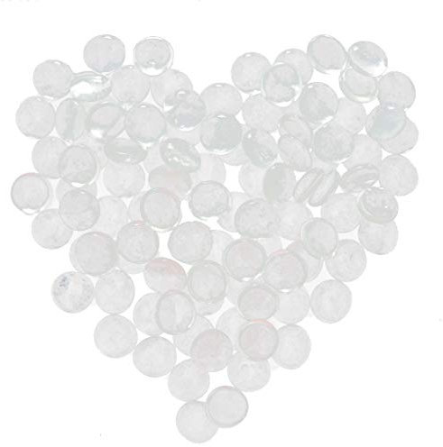 LOVIVER 100 Stücke Glas Stein Klar Murmeln Aquarium Pebbles Flache Untere Runde Top, Transparent Weiß