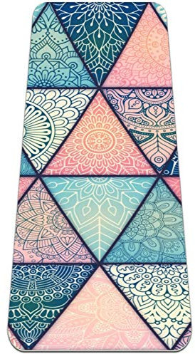 Eslifey Yoga-Matte mit arabischem Mandala-Muster, dick, rutschfest, für Damen und Mädchen, Übungsmatte, weiche Pilates-Matten, 183 x 61 cm, 0,6 cm dick.