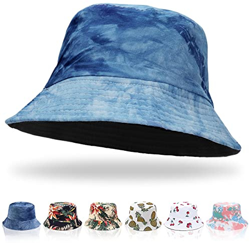 Keho Bucket Hats Women - Reversible Cotton Summer Beach Sun Hats Foldable Fisherman Hat for Travel Beach Hiking UK DarkBlue