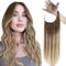 Easyouth Haarteile Echthaar mit Draht Balayage Blond Wire on Extensions Echthaar 70g 30 cm Draht Extensions Dunklerer Braunmix Aschbraun Mit Mittelblond #3/8/22