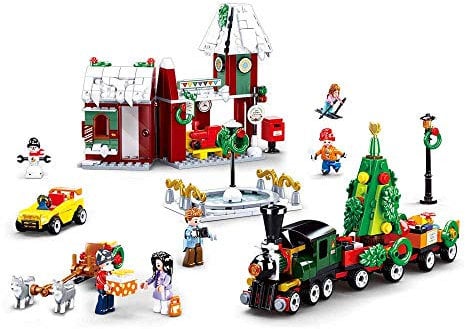 Sluban Klemmbausteine Weihnachtliches Dorf (565 Teile) [M38-B0887], Spielset, Klemmbausteine, City, mit Spielfigur, Stadtleben, bunt, SL95757