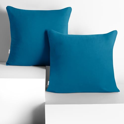 DecoKing 2 Kissenbezüge 50x50 cm Jersey 100% gekämmte Baumwolle Amber