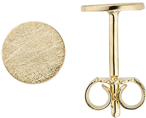 Ohrstecker Plättchen rund Ø5,9mm 333 Gold Gelbgold Ohrschmuck eismatt flach