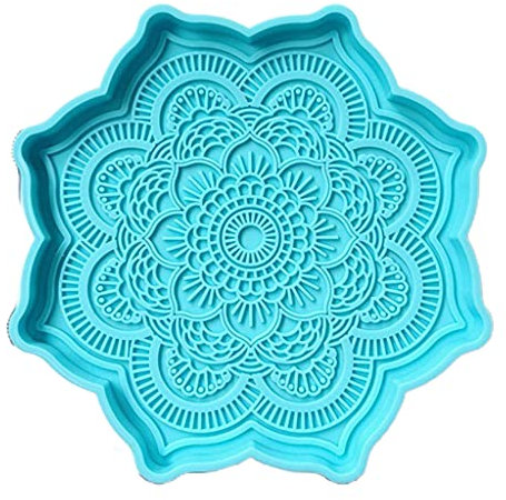 XIANZI mandala untersetzer harzform mandala untersetzer harz formen DIY Mandala Coaster Epoxidharzform Runde Tablett Cup Mat Guss Silikonform Epoxidharz Formen Silikonform Gießform Resin Formen