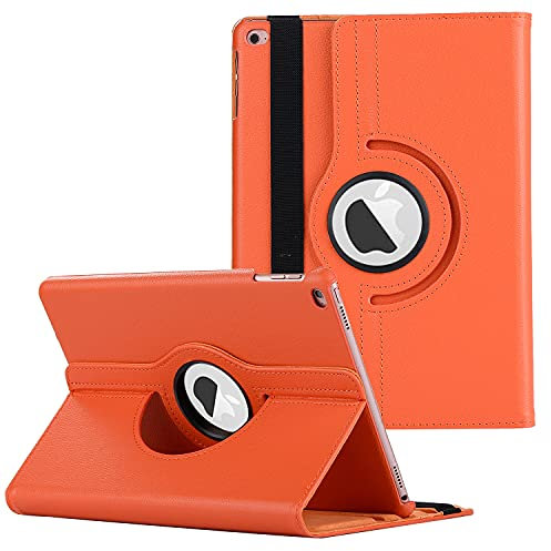 QYiD Funda para iPad 2 3 4 de piel sintética delgada plegable con función atril giratoria de 360 grados con función de encendido y apagado automático para Apple iPad 2, iPad 3 y iPad 4, Orgnge