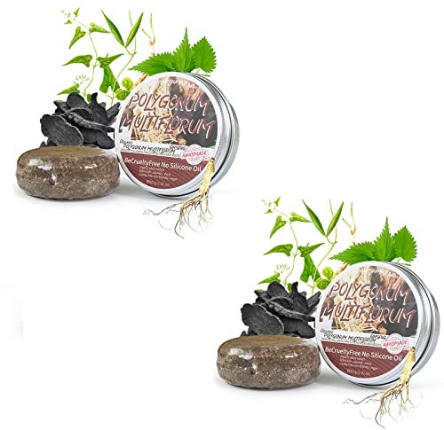 MQSHUHENMY Polygonum Multiflorum Shampoo Bar, Bar Soap for Gray Hair, Hair Darkening Shampoo Bar, Essence Hair Darkening Shampoo Soap, Organic Grey Reverse Shampoo Bar (2Pcs)