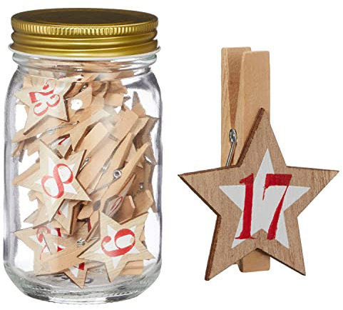 Adventskalender DIY Bastelset │ Häuser Zahlensticker Karten Wichtel Socken │ Weihnachten Adventszeit Kalender (1x Adventskalender Klammern)
