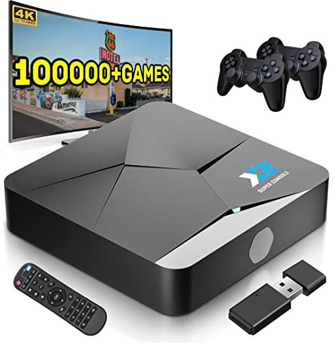 Kinhank Super Console X2 Retro Game Console with 100,000+Games, Video Game Console with EmuElec 4.5&Android TV 9.0,4K HD Emulator Console,Game Consoles Compatible with PSP/PS1/DC,2.4+5G,BT 5.0
