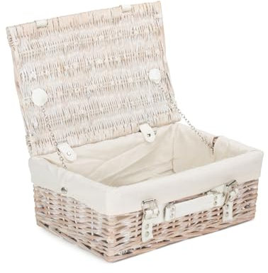 Red Hamper EH060W Wicker 35cm White Picnic Basket with White Lining