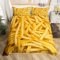 NODATE Pommes Frites Bettwäsche 135x200 Fast Food Bettbezug Superweiche Mikrofaser 3teilig Kinder Bettwäsche-Sets + 2 Kissenbezug 80x80 cm mit Reißverschluss