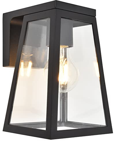 LUTEC LED Solar Außenwandleuchte Fia,Wandleuchte aus Aluminium in Schwarz,Außenleuchte,klassische Außenlampe,inkl.Leuchtmittel,Dämmerungssensor,AN-AUS Schalter