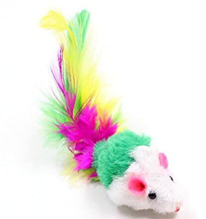 Generico GAME MICE WITH FEATHERS FOR CAT Mickey Mouse Pussy Play Toy Dog Hunting