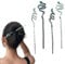 4 PACK Metal Snake Hair Pin Sticks Rhinestones Accessories Vintage Punk Hair Chopsticks for Women Girls Headwear Long Hairstyle