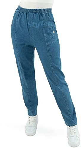 URBAN STITCH Women Jeans Ladies Stretch Trousers High Waist Rise Elasticated Pull On Straight Leg Denim Soft Pants Plus Size Casual Wear