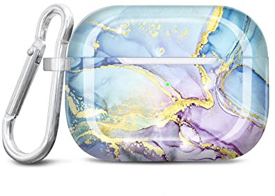 JIAXIUFEN Kompatibel mit AirPods Pro 2 Hülle Stoßfeste Silikon Kopfhörer Taschen Case Schutzhülle Zubehör mit Karabiner Kompatibel mit AirPods Pro 2 Generation, Purple Blue