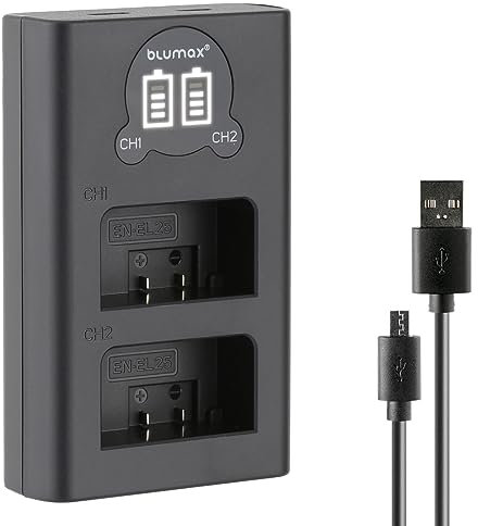 Blumax EN-EL25 Mini Dual LCD Charger Compatible with Nikon Z30 Z50 Z fc