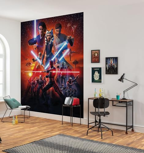 Vlies Fototapete - Star Wars Clone Wars Mission - Größe 200 x 250 cm - Kinderzimmer, Tapete, Kindertapete