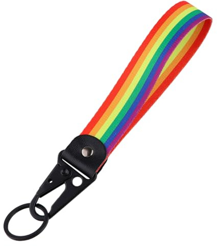 10.13 Kurze Handgelenk Lanyard, Rainbow Stripe, 7.5x1 inch