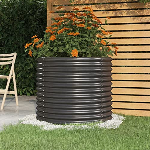 WIFESE Jardinière Surélevée Acier Enduit de Poudre 80x80x68 cm Anthracite Pot de Jardinière Robuste Lit Surélevé de Jardin Extérieur Potager Balcon Décorer Patio pour Plantes Légumes Herbes