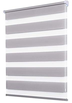 Doppelrollo Klemmfix ohne Bohren - 60 x 120 cm,Grau lichtdurchlässig & Blickdicht - Duo Klemmrollos für Fenster ohne Bohren - Stoffbreite 56 cm