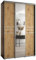 MEBLE KRYSPOL Cannes 11 Moderner Schrank mit 3 Schiebetüren mit Kleiderstange, Regalen und Spiegel - Aufbewahrungsschrank für Schlafzimmer, Wohnzimmer - 205,2x160x60 cm - Schwarz Artisan Silber