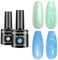 Senvenski Pearl Gel Nail Polish, Green Blue Opal Mermaid Gel Polish Aurora Shell Shiny Glitter Shimmer Holographic Soak Off Gift Set UV LED Art Varnish Kit (CS2-013)