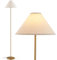 COSTWAY 162cm Stehlampe gold, Stehleuchte mit Fußschalter, Leinenschirm und Metallmast, Leselampe freistehend für Wohnzimmer, Büro & Schlafzimmer(Lichtquelle nicht enthalten)