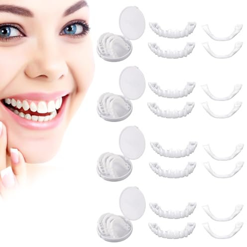 4 Pcs Dentier Provisoire Prothese Dentaire Dentier Fausse Dent Facette Dentaire A Poser Soi Meme Dentier Amovible Haut Et Bas Appareil Dentaire Facette Dentaire Dentier Sourire