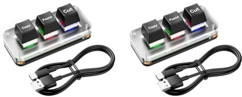 Fiorky 2pcs Keypad 3 Key Gaming Keyboard, RGB Mini Cut Copy Paste Keyboard 3-Key Gaming Mechanical Keyboard USB Type-C Hotswap Macro Keypad for Working Mechanical Gaming Keyboard