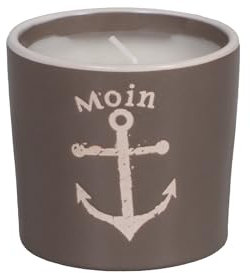 Seaside No.64 - maritimes Steingut-Geschirr in taupe - Mix & Match Serie aus Keramik - nautische Motive zum Kombinieren - Küchenzubehör, Geschenkartikel (Kerze, Anker)