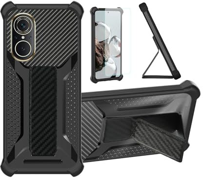 Aroepurt Hülle Für Wiko 5g Smartphone Hülle Case Handyhülle Schutzhülle Cover [mit gehärtetem Glas-Screen-Protector] Hybrid [Folding Support Magnetic] [Frosted Anti-Fingerprint] Schwarz