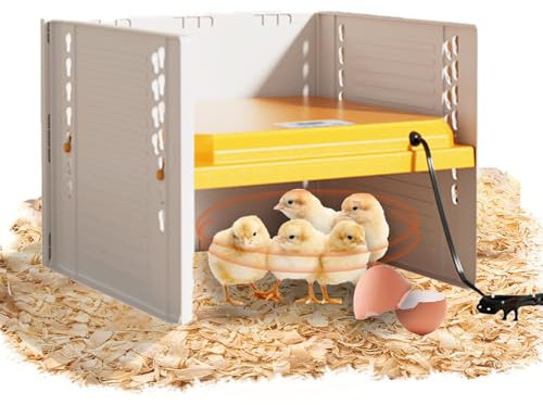 Domigard Wärmeplatte für Küken (10-65°C) - Höhenverstellbarer Brooder mit Konstanttemperatur, Energieeffizient für Hühnerställe, Hühner, Puten & Wachteln (Gelb)