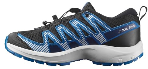 SALOMON XA Pro V8, Calzado de Trail Running Unisex niños, Black White French Blue, 30 EU