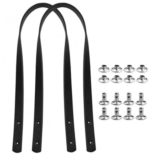 Dokeno 2 Stück Lederriemen für Taschen Leder Taschengriffe Taschenhenkel PU Schultergurte Handtaschen Griffe mit Nieten Schwarz Taschenriemen Taschengurt Ersatz Handtaschenriemen für Handtasche