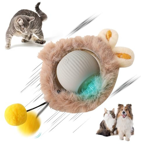 Skeadex Interaktives Katzenspielzeug Katzenball, Katzenspielzeug Elektrisch Intelligentes Katzenbälle mit Plüschbezug, Automatisch Rollender Ball mit 3 Modi, Katzenspielzeug Selbstbeschäftigung (Grau)