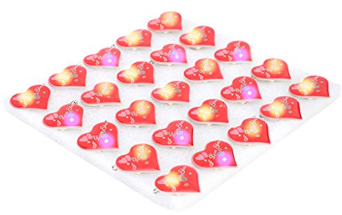 Broche lumineuse en forme de cœur rouge avec lumière LED - Jouet lumineux - Ornement - Accessoire de costume de mariage, Plastique
