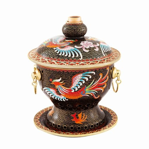 OYWEHECE Single Person Small Copper Pot Old Beijing Small Fat Cow Hot Pot Chinese Traditional Cloisonne Hot Pot Commercial Alcohol Shares Red Copper Hot Pot,18cm