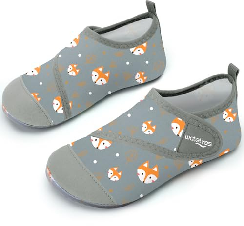 Swim Water Shoes Boys Kids Toddlers Baby Beach Shoes Aqua Pool Swimming Socks River Sea Sand Footwear（Fox Grey 26/27）