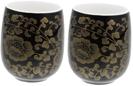 IMIKEYA 1 Juego Taza Decoración China Té Chino Beber Guarnición Decoración Asiática Contenedores De Cafe Té De Porcelana Matcha Vasos Antiguos Servidor De Bebidas Cerámica Black 2 Piezas
