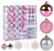 79teilig Weihnachtskugeln Set, Glitzer Weihnachtsbaum Kugeln Kunststoff Christbaumkugeln, Weihnachtsbaumschmuck für Festival Feiertag Weihnachts Dekoration, Rosa und Sliber