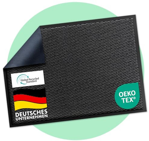 Floordirekt Premium Fußmatte für Eingangsbereich, 40x60cm Anthrazit, Schmutzfangmatte für Innen und Außen, rutschfest & waschbar, Sauberlaufmatte für Flur, Teppich für Haustür, Sky Novo