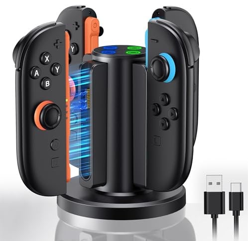 Bidirektionale Controller Ladestation für Nintendo Switch 2(2025), Schnelle Andockstation Ladegeräte für Joy Con 2,Magnetischer Ladeständer für Switch 2 Zubehör mit LED-Anzeige und USB Typ-C Ladekabel
