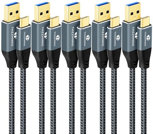 Thzzhnno USB A auf USB C Kabel 2M 5 Stück, USB 3.1 USB 3.2 Gen2 10 Gbit/s Datenübertragungskabel für Samsung Galaxy/iPhone 15/MacBook Pro/iPad Pro