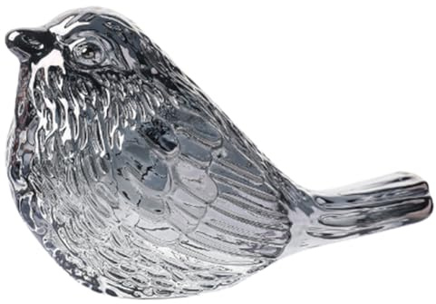 Koolenry Figurines Blown for Glass Birds Collectible Crystal Birds Gifts for Animal Lovers for Table Home Decor Grey
